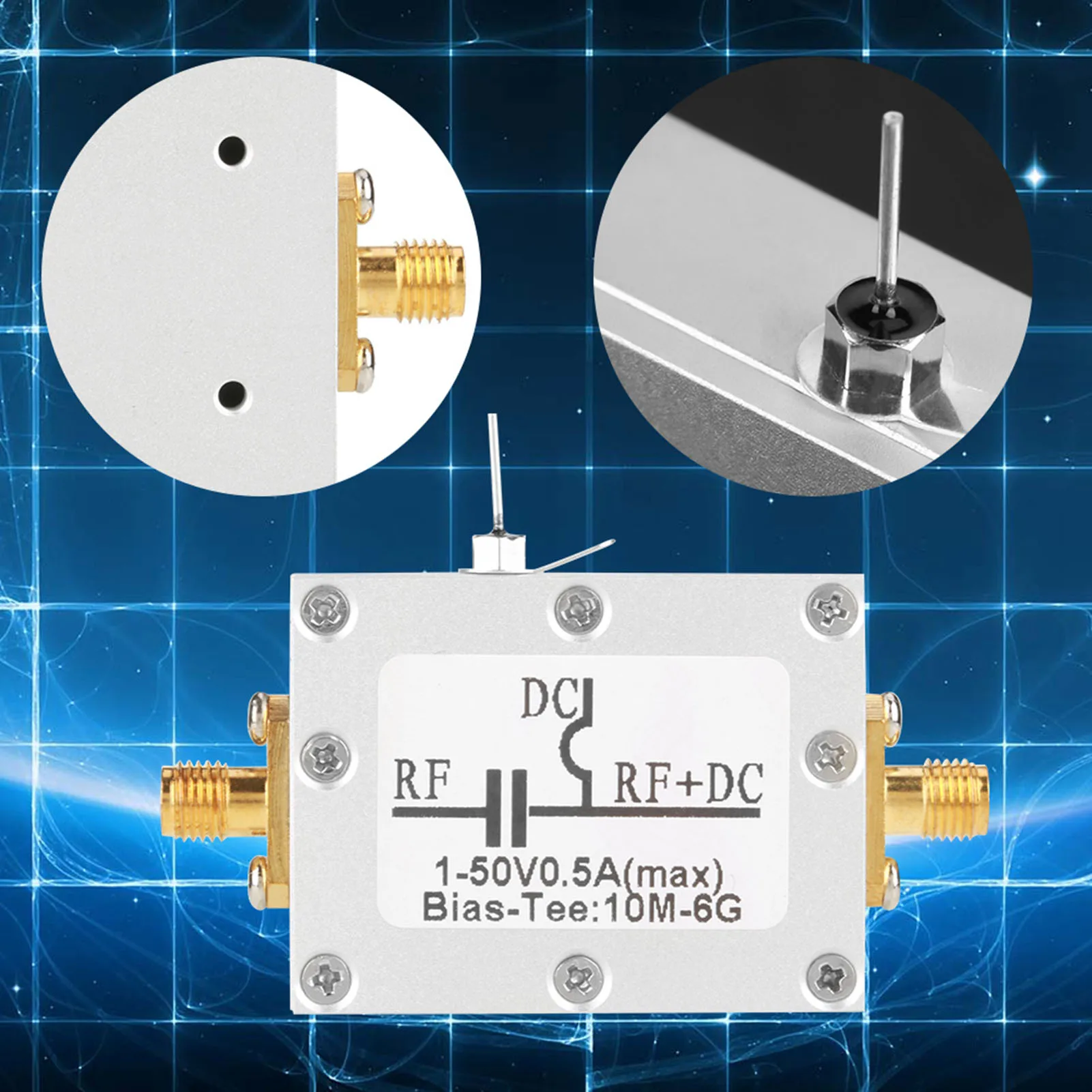 10MHz-6GHz Bias Tee 10MHz-6GHz Broadband Radio Frequency Microwave Coaxial Bias Broadband Bias Tee Coaxial Bias Bias Tee