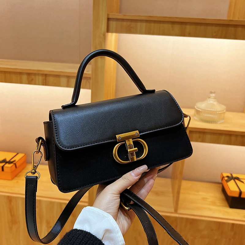 Luxury Women Brand PU Leather Crossbody Bag Retro Chain Metal Letter Lock Flap Messenger Bag High quality Shoulder Bag