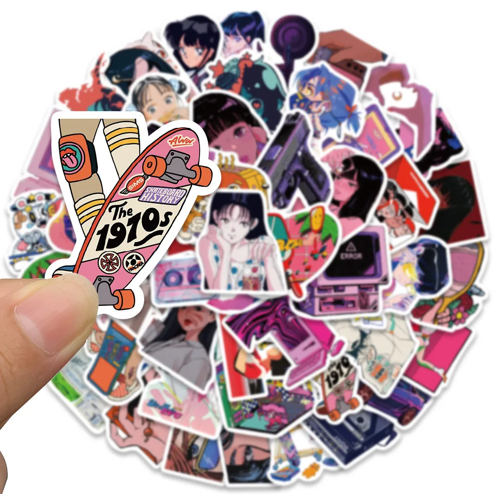 50/100Pcs INS Novelty Cartoon Cute Kawaii City Pop Girls Stickers PVC Waterproof Stickers Decals For Kids Boys Girls Toys Gifts