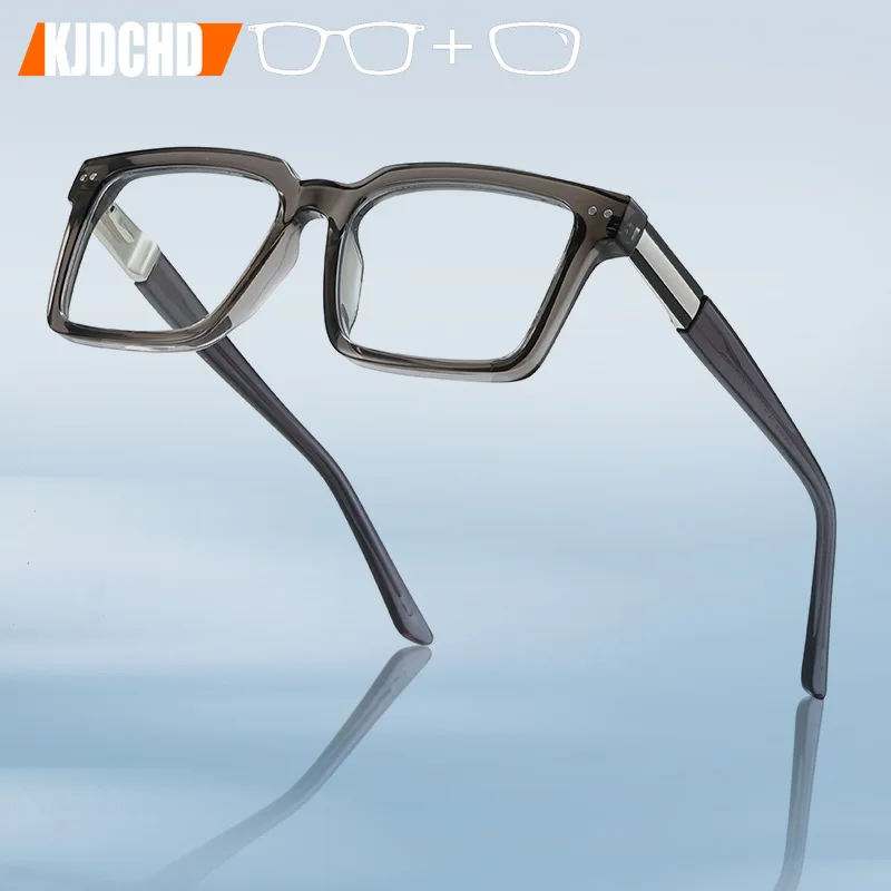 Transparent Square Prescription Glasses Men Progressive Astigmatism Optical Reading Eyeglasses Large Prescription Glasses Minus