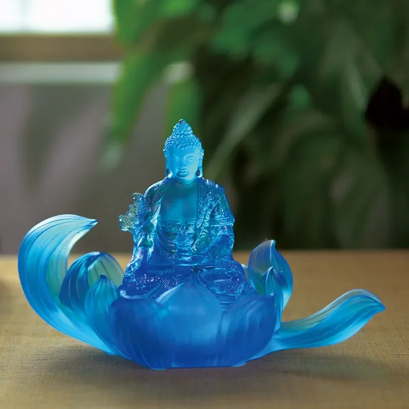 Chan Yue Style Glazed Lotus Zen Ornament Lamp Stand with Seven Color Base Exquisite Fragrance Plate for Buddha Statue Home