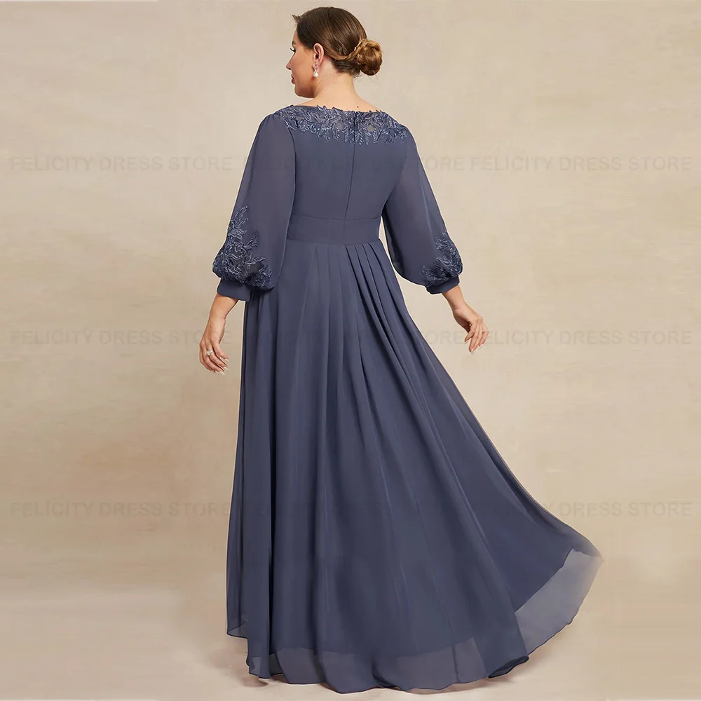 Gaun ibu-ibu dari pengantin ukuran Plus 2023 A-line Scoop sifon lipatan gaun tamu pernikahan Vestidos para Mujer Elegante