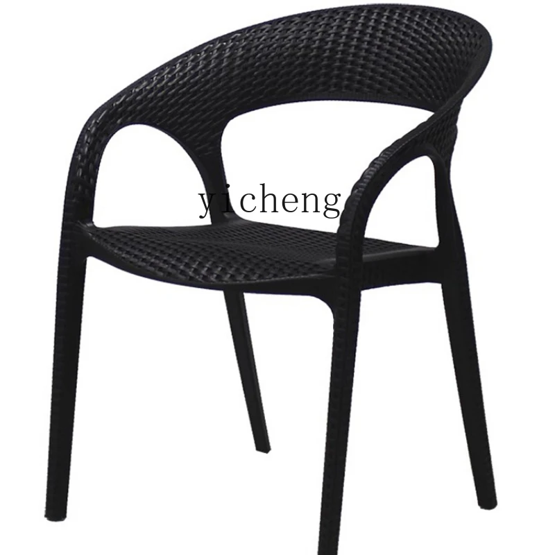 ZF Simple Art Small Apartment Outdoor Barbecue Table and Chair Commercial Milk Tea Shop PE Rattan Chair