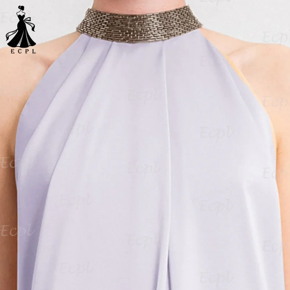 2026 nuevo vestido de noche de satén lavanda cuello Halter cuello con cuentas espalda descubierta fruncido vestidos de fiesta de graduación lado dividido para mujer personalizado2026 Nuevo vestido de noche de satén de