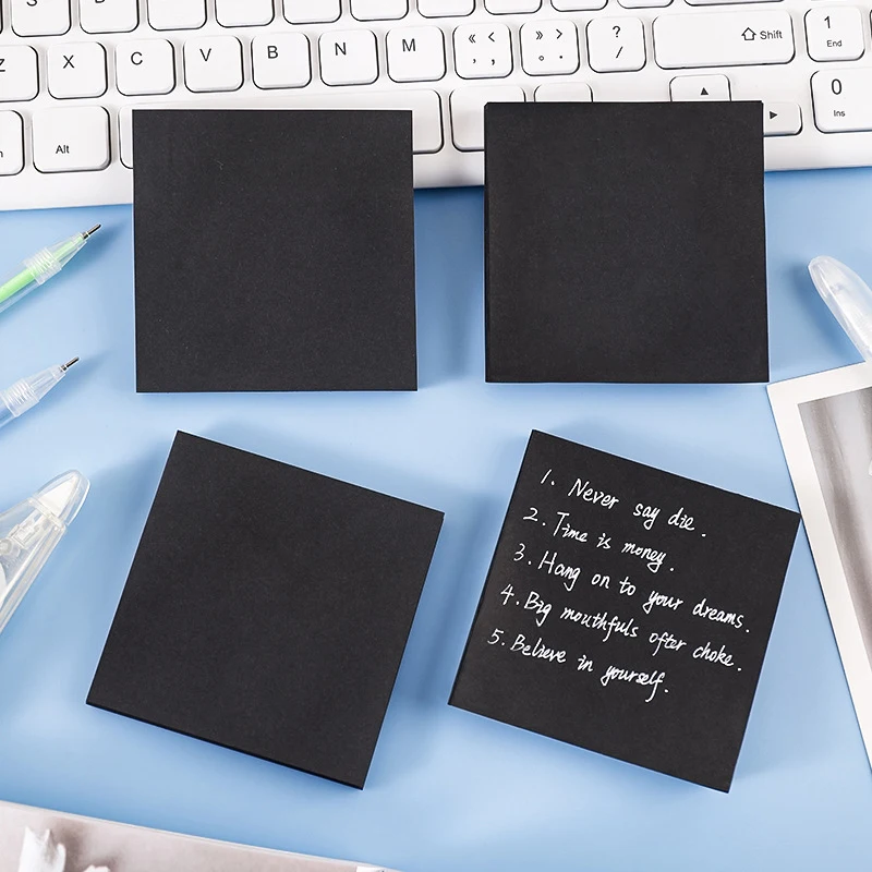 50Sheet Creative Black Simple Sticky Note Message Memo Pads N-Time Index Stickers Notepads for School Stationery Office Supplies