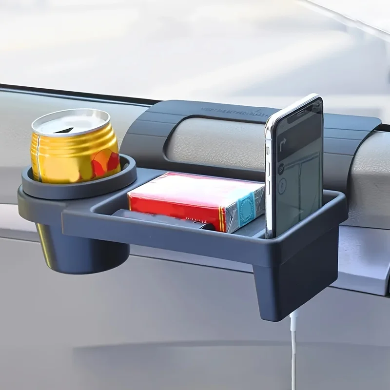 "Multi-Use" Versatile Car Organizer With Cup Holder & Phone Slot - Durable Plastic, Easy-Install Side Door/Window