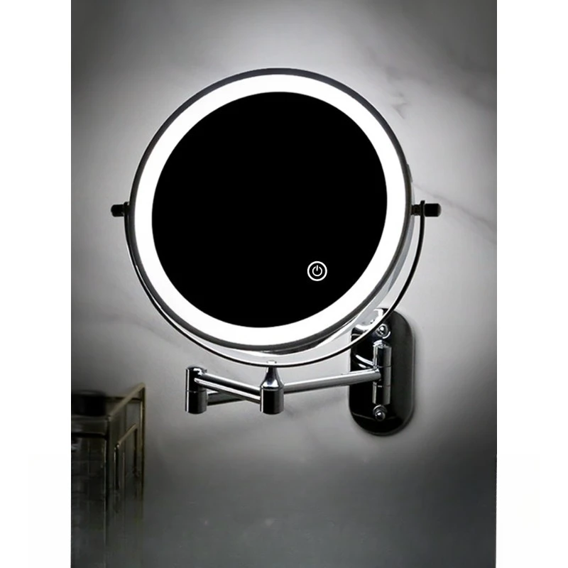 

Bathroom vanity mirror led non-punching wall hanging folding lamp mirror hotel bathroom telescopic double-sided vanity mirror
