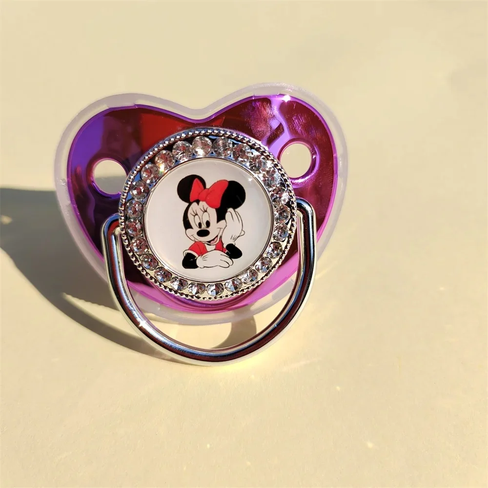 2024 Disney Minnie Baby Feeding Pacifier Clip Newborn Deluxe Pacifier holder Gold Glitter baby clear silicone teeth BPA-free