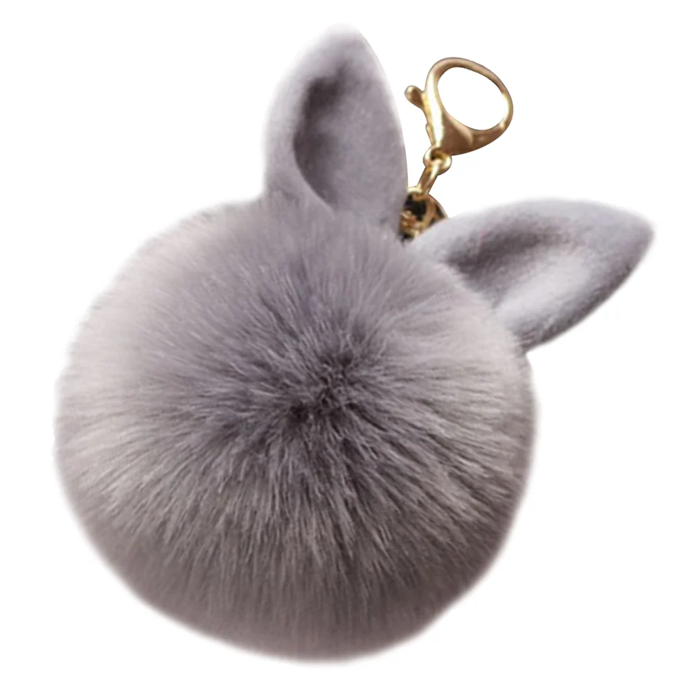 Ear Puffer Ball Miss Key Fob Souvenir Jewelry Keychain Car Pom Plush Bunny Girl Ring