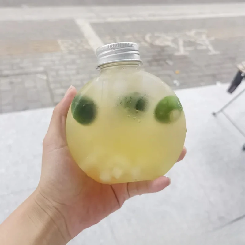 10Pcs 300ml Plastic ball Shape Bottles For Drinks Storage Containers Drinking Water Bottles Plastic Water Bottle With Lids Caps