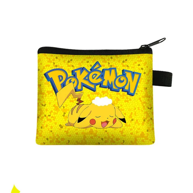 Monedero de dibujos animados de Pikachu para niños, monedero de Pikachu impreso, bolsa de almacenamiento de llaves, billetera de PU, portatarjetas