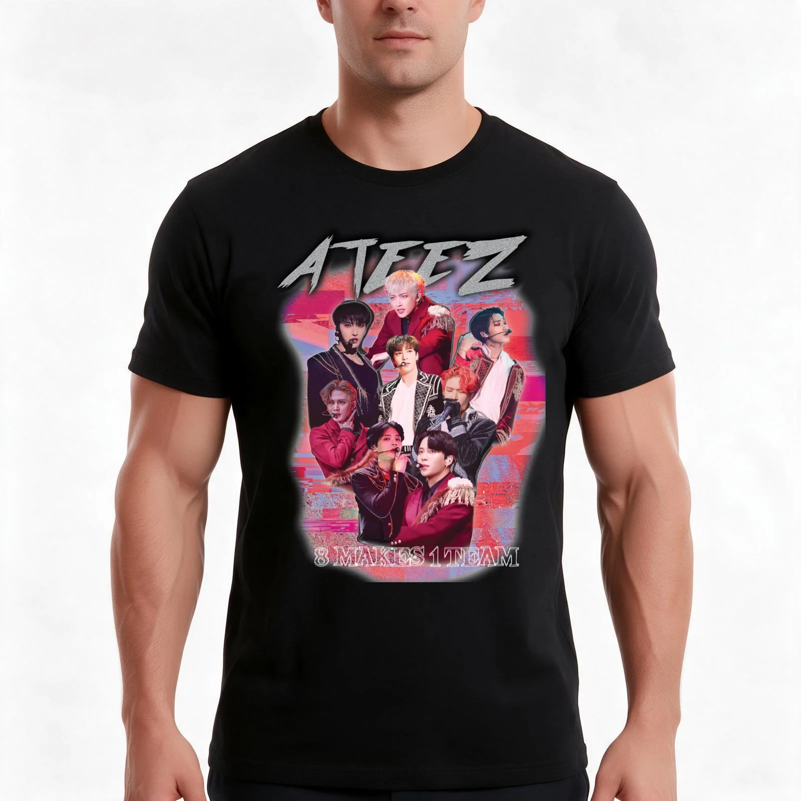 ATEEZ KPOP MERCH OLD RETRO KNOCK OFF INSPIRED MERCHANDISE T-Shirt Summer Casual Cotton Tee Oversized Streetwear Tops