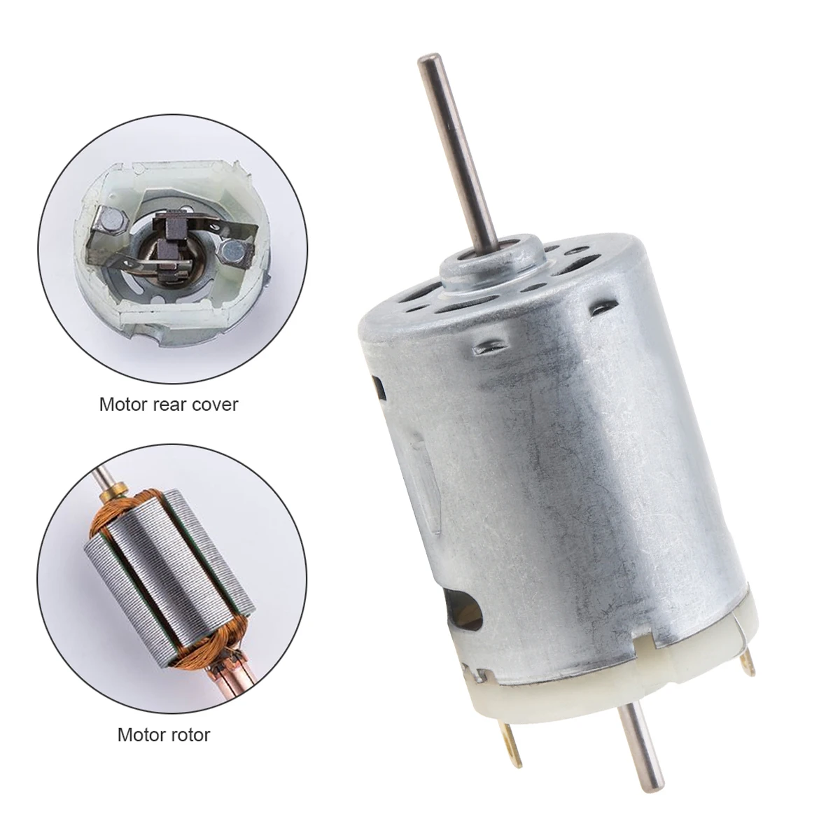 Motor R380 DC 12V 5500RPM Micro motor de saída de eixo duplo para brinquedos DIY/ferramentas de eletrodomésticos pequenos