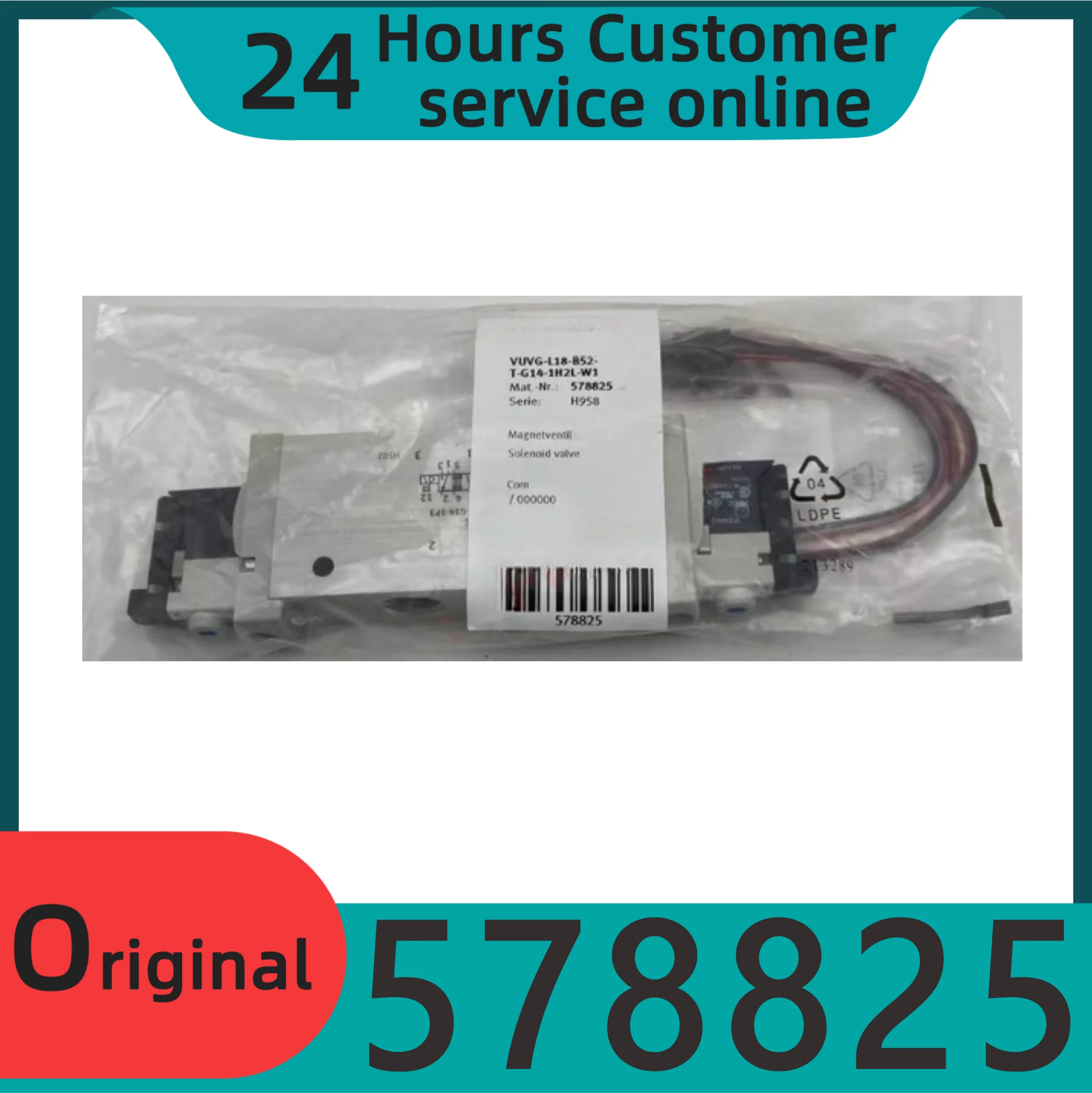 

Brand new original solenoid valve VUVG-L18-B52-T-G14-1H2L-W1 578825