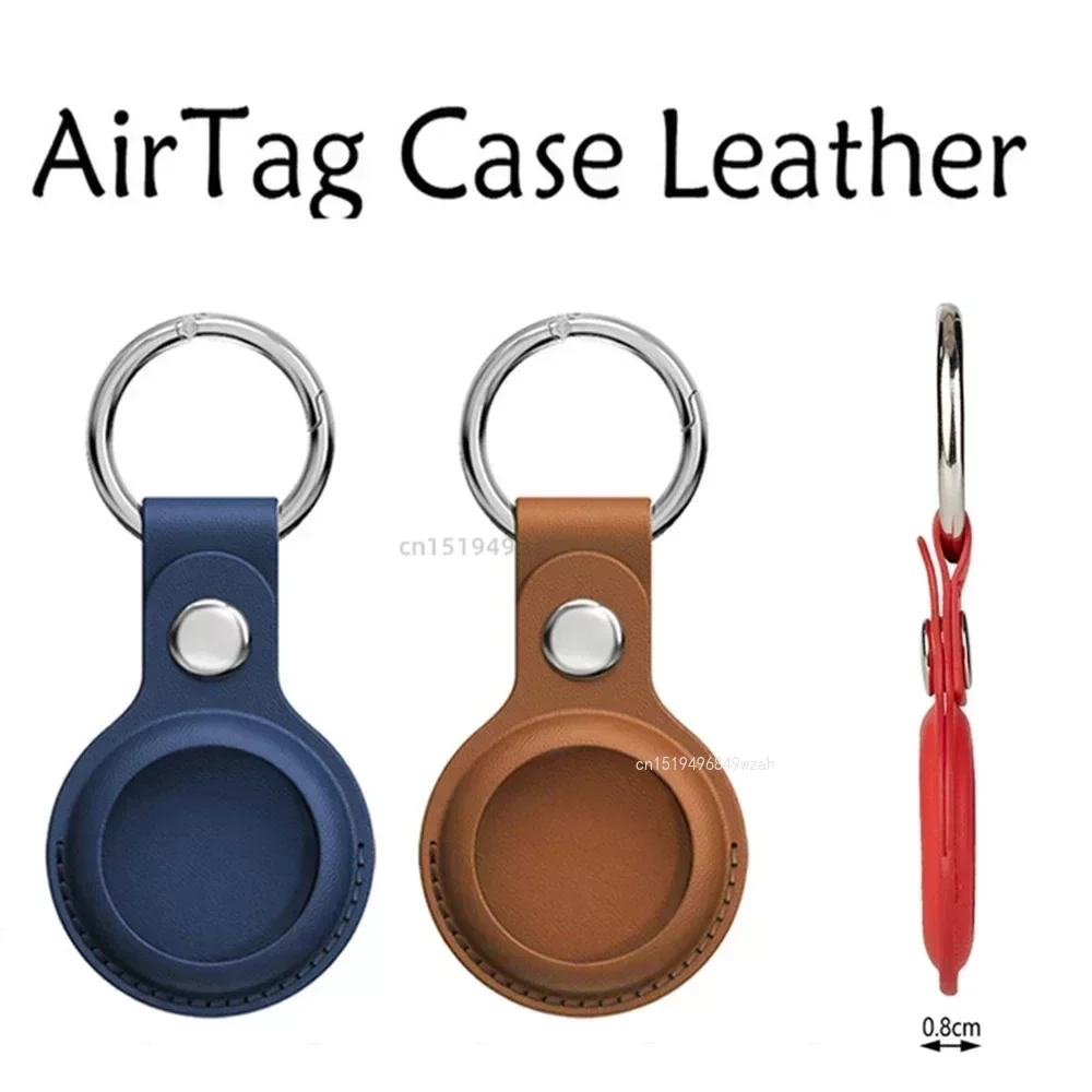 For Apple Airtag Leather Case Leather Anti-lost Positioning Keychain Close-Fitting Tracker Protective Case AirTag KeyRing Holder