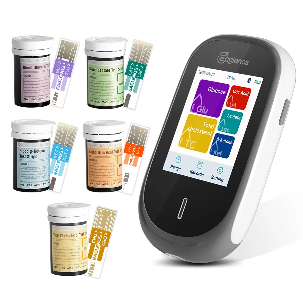 Medidor 5 en 1 EN601, reemplaza el cetona de lactate en sangre y la glucosa, ácido úrico, tira de prueba de colesterol Total, el analizador no incluido