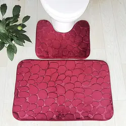 2pcs/set Funnel Cobblestone Bath Bathroom Anti-slip Carpet Mat Toilet Rug New bathroom mat set