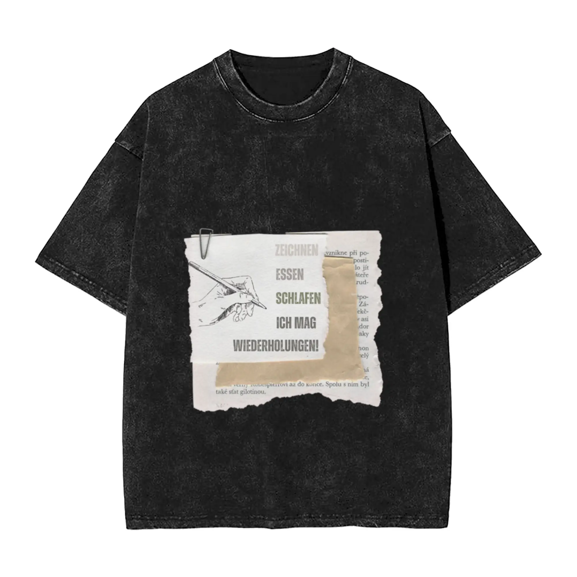 DRAWING EATING SLEEPING - I LIKE REPETITION! Unique Chic A T-Shirt Oversized Short Sleeve Men's Women's Cotton Tees Tops