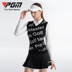 PGM Women's Golf Sweater Autumn and Winter Warm Tank Top Letter Embroidered V-neck Vest S-XL White Black