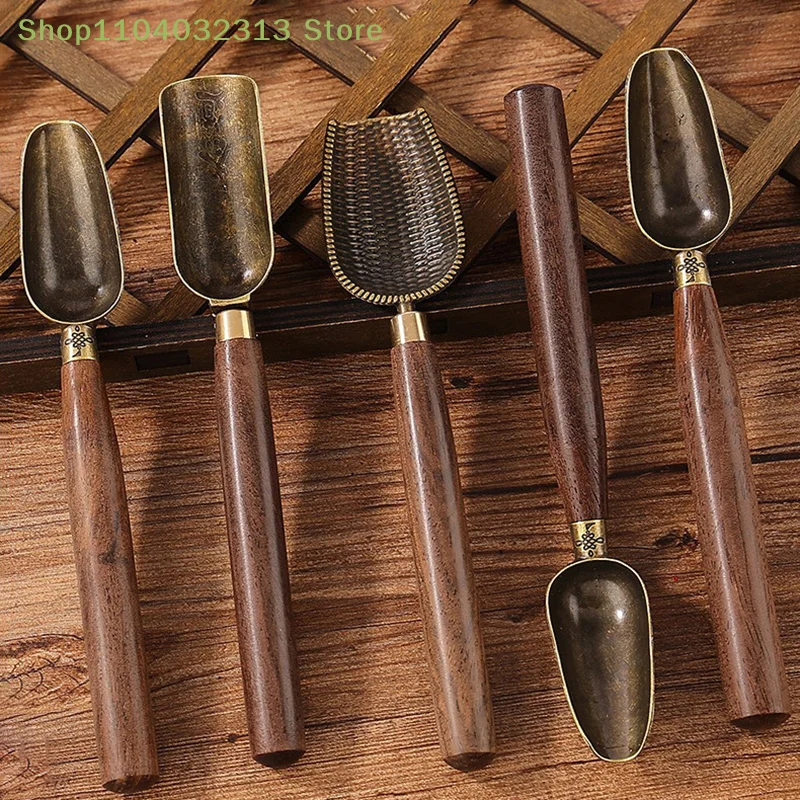 petite1Pcs Tea Spoon Wood Retro Creative Tea Shovel Ebony Teaspoon Solid Tea KongFu Tea Ceremony Accessories Giftaccessories