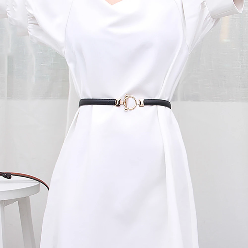 

Personality Thin Women Fashion Dress Adjustable Waistband Metal Hook Buckle Waist Belt PU Belt