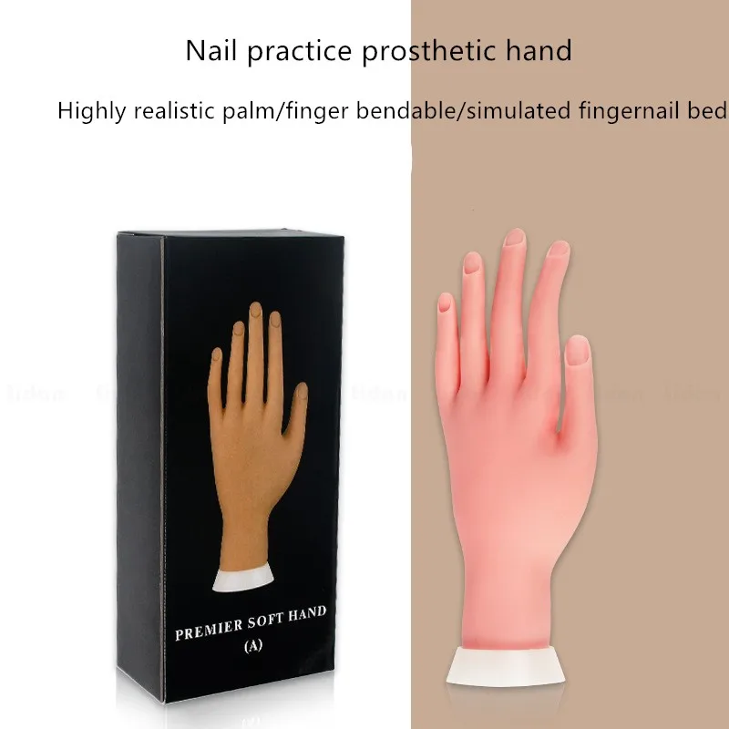 1Pcs Flexible Positioning Silicone Flectional Mannequin Model Painting Practice Tool Nail Art Fake Hand for Training Nail Salon