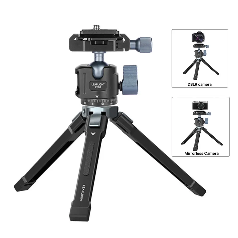 2024 Aluminum Mini Tripod w 360 Ball head Arca Plate Cold Shoe Metal Tripod for Iphone Samsung Phone DSLR Camera LED Light Mic