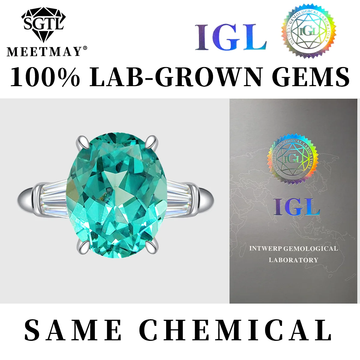 

S925 Sterling Silver oval Lab Grown Gemstone Ring - Hypoallergenic Fine Jewelry Daily Wear for Women Sapphire/Ruby/Emerald Ring