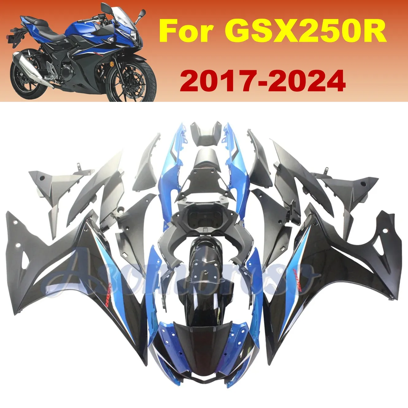 Motorbike Fairings For GSXR 250 GSXR 250 GSX250R 2017 2018 2019 2020 2021 2022 ABS Plastic Injection Molded Bodywork Set