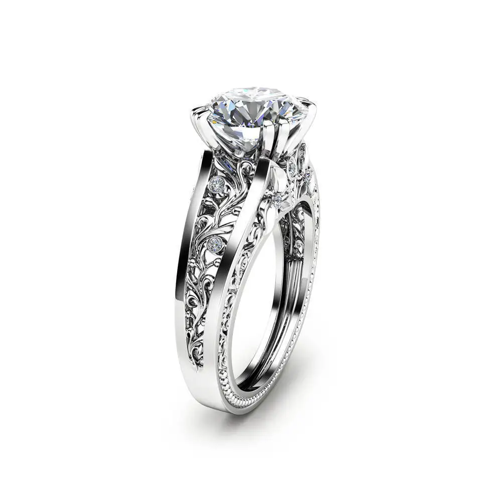 Newly popular and highly selling eight-pointed star diamond-studded floral ring jewelry for women from Europe and America