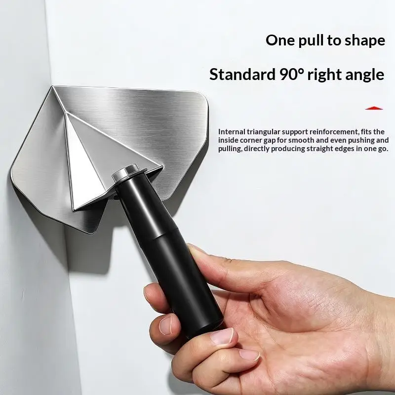Stainless Steel Corner Finishing Trowel Smooth Scraping Edge Non Slip Grip Dual Inside Outside Use for Construction Plastering