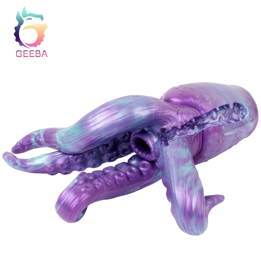 GEEBA Octopus Silicone Male Penis Stroker With Tentacle Anal Plug Lifelike Animal Men's Masturbator Pocket Pussy Realistic Toys