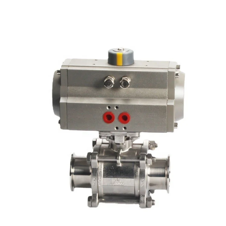 Rapidly Shut-off Hygienic grade 304  Stainless Steel 1/2 Inch 3 pcs weld extended Clamp pneumatic Ball Valve