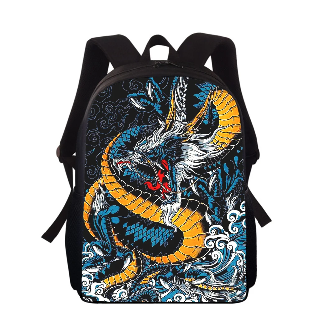 Chinese Dragon 3D Print Mochila para Crianças, Sacos Escolares Primários para Meninos e Meninas, Estudantes Sacos de Livro, Bolsa de Viagem, Mochila, 16"