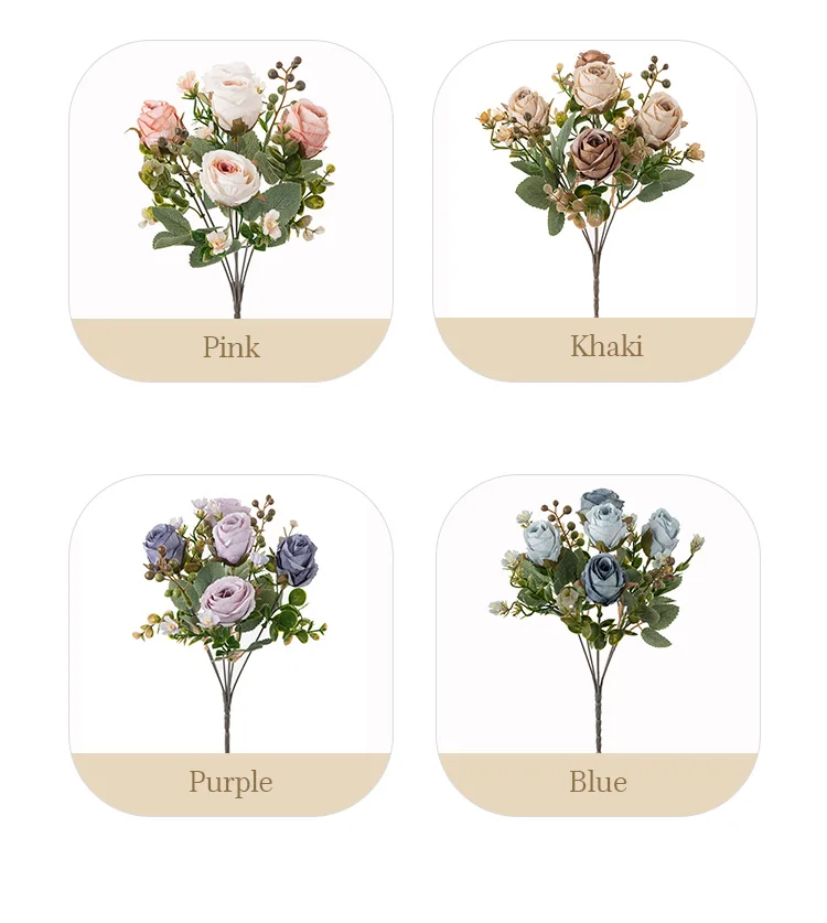 Seiden-Kunstblumen Rosen Hochzeits-Brautstrauß Heimvase Weihnachten Outdoor Garten Bonsai DIY Geschenkbox Festdekoration – Detail 16