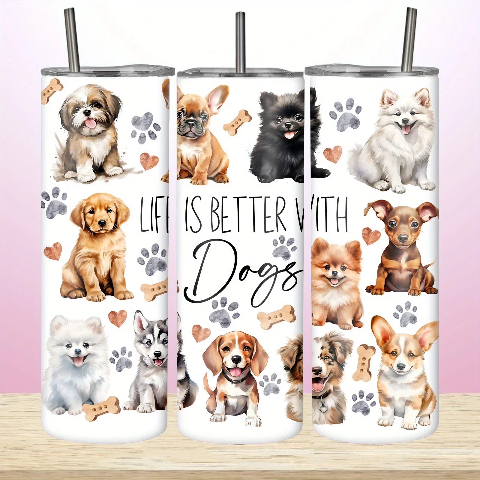 1pc/20oz/590ml/Funny Pets Dog Tumbler,Travel Mug Gift for Dog Lover, Father's Day Birthday Gift for Dad Mom Friend Sister,Dog Owner Gifts, Dog Gifts for Women, Dog Themed Gifts,Insulated Travel Coffee Mug,Birthday Gift Christmas Gift
