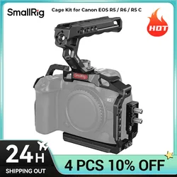 SmallRig EOS R5 / R6 / R5 C Camera Cage Kit , Handheld Cage Kit for Canon EOS R5 / R6 / R5 C with Top Handle , Cable Clamp 3830B