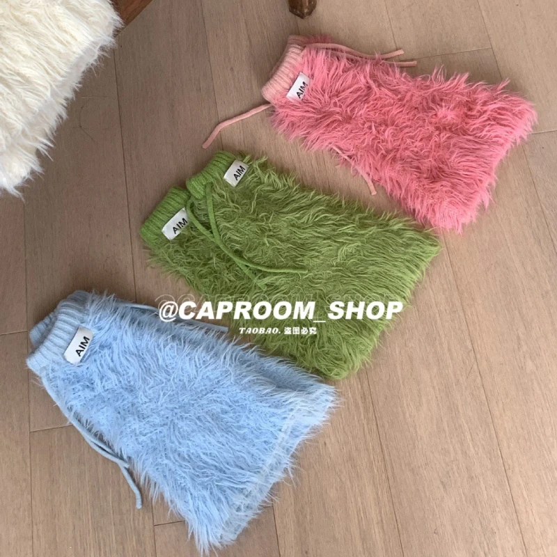 New Y2k Women Imitation Rabbit Fur Leg Warmers Kawaii Lolita Leggings Boots Stocking Thickened Cover Harajuku Foot Boots Cover