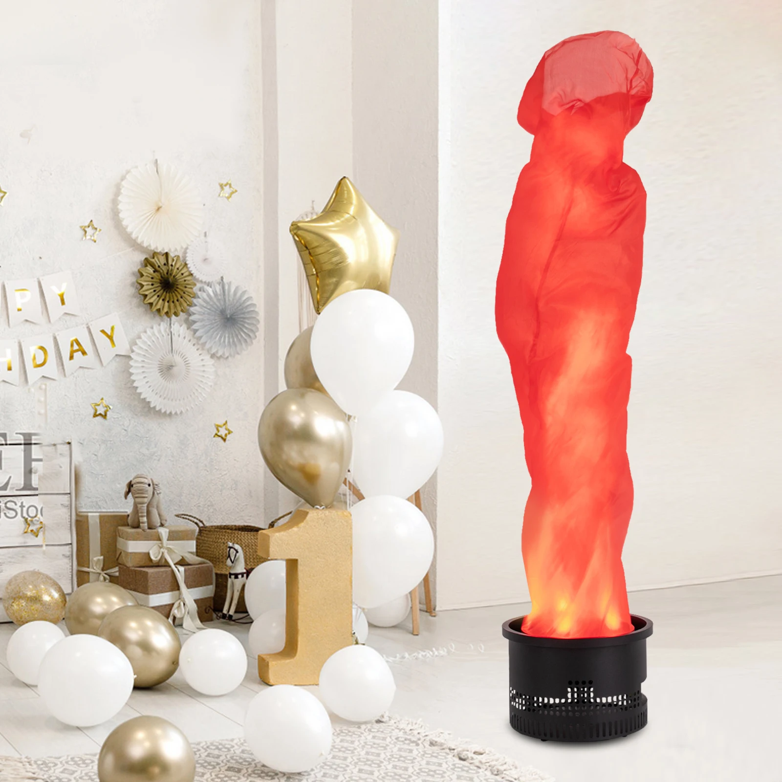 Realistic LED Campfire Light, 5.9ft Flame Effect with 4500RPM Fan for Parties/Events (110W, 10 Red LEDs, Safe No-Fire Design)