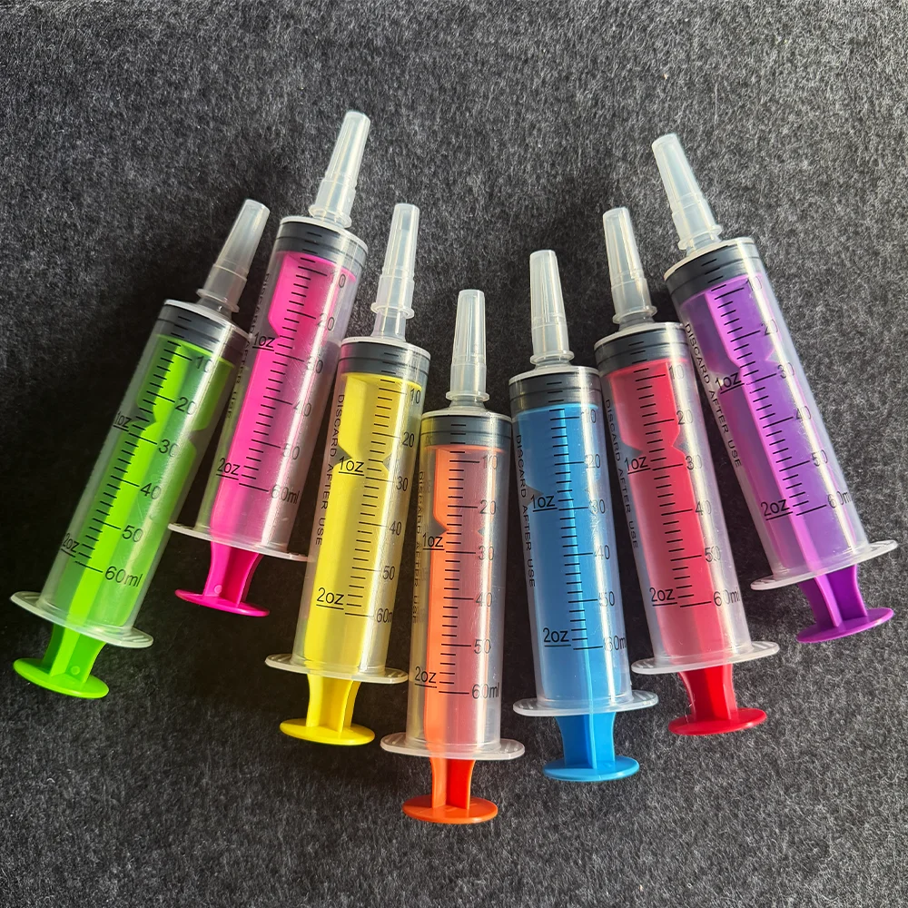 60ml Large-Capacity Colored Syringe Without Needle, a Versatile Tool for Home Use, Industrial Use, Pets, and Laboratory Settings