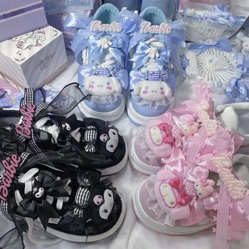 

Sanrioed Miniso Anime Cartoon Kuromi My Melody Shoes Jk Girly Heart Kawaii Lolita Sneakers Holiday Gifts