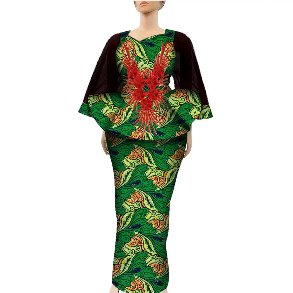 

Африканские женские юбки, комплект, элегантные африканские топы и костюмы с юбкой Дашики, традиционная африканская одежда, большие размеры Wy9643