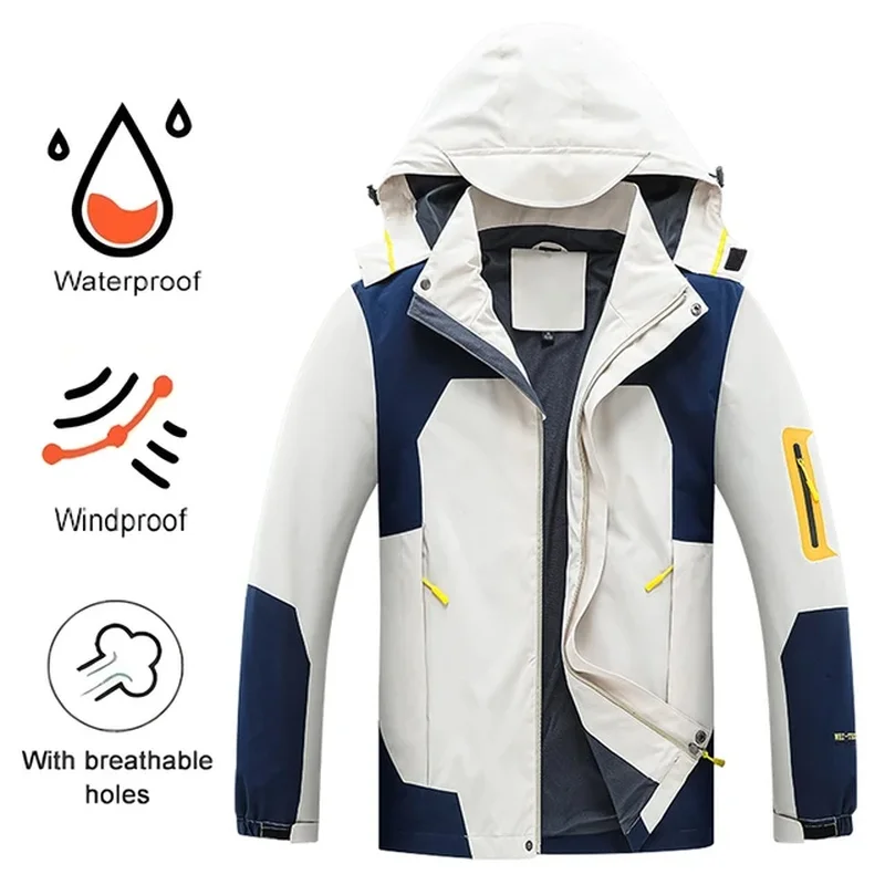 

Men's Autumn Jacket Camping Hiking Windproof Windbreaker Mens Waterproof Hooded Coat Outdoor Travel Climbing Fishing Coats Man