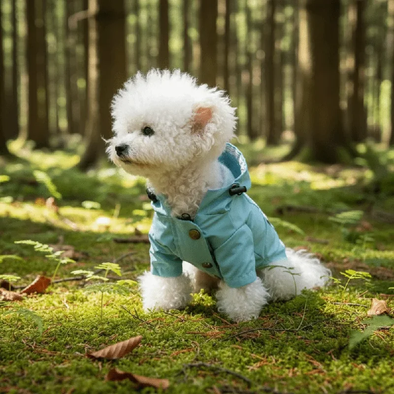 

Fashion Windproof Dog Hooded Raincoat Adjustable Two Legged Dog Rain Jacket with Zipper Pet Outdoor Coat Rainy Day