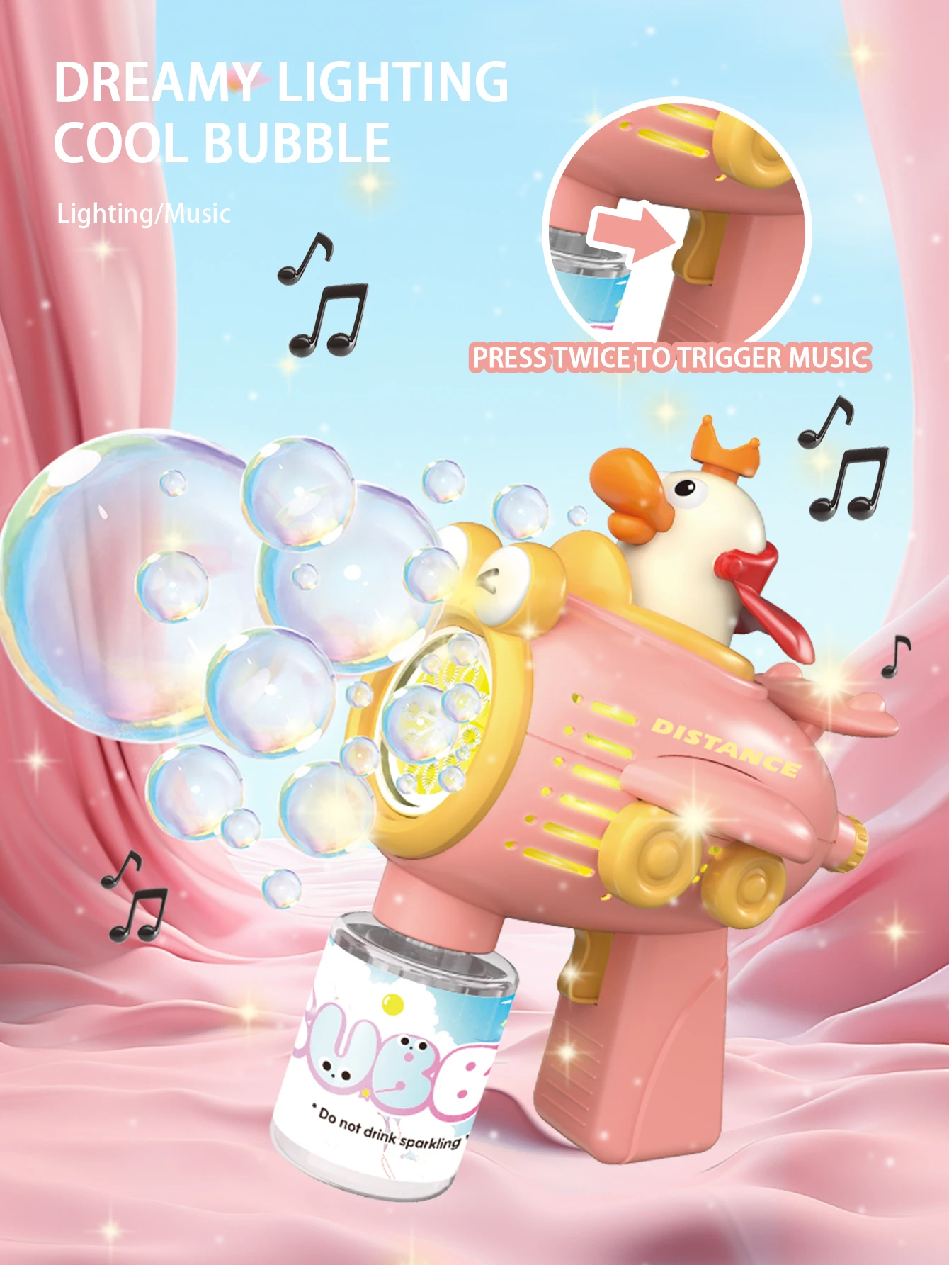 ماكينة فقاعات محمولة أوتوماتيكية بالكامل، إضاءة وموسيقى ملونة، ماكينة فقاعات جاتلينج، هدايا ألعاب عيد الميلاد، ألعاب خارجية #4