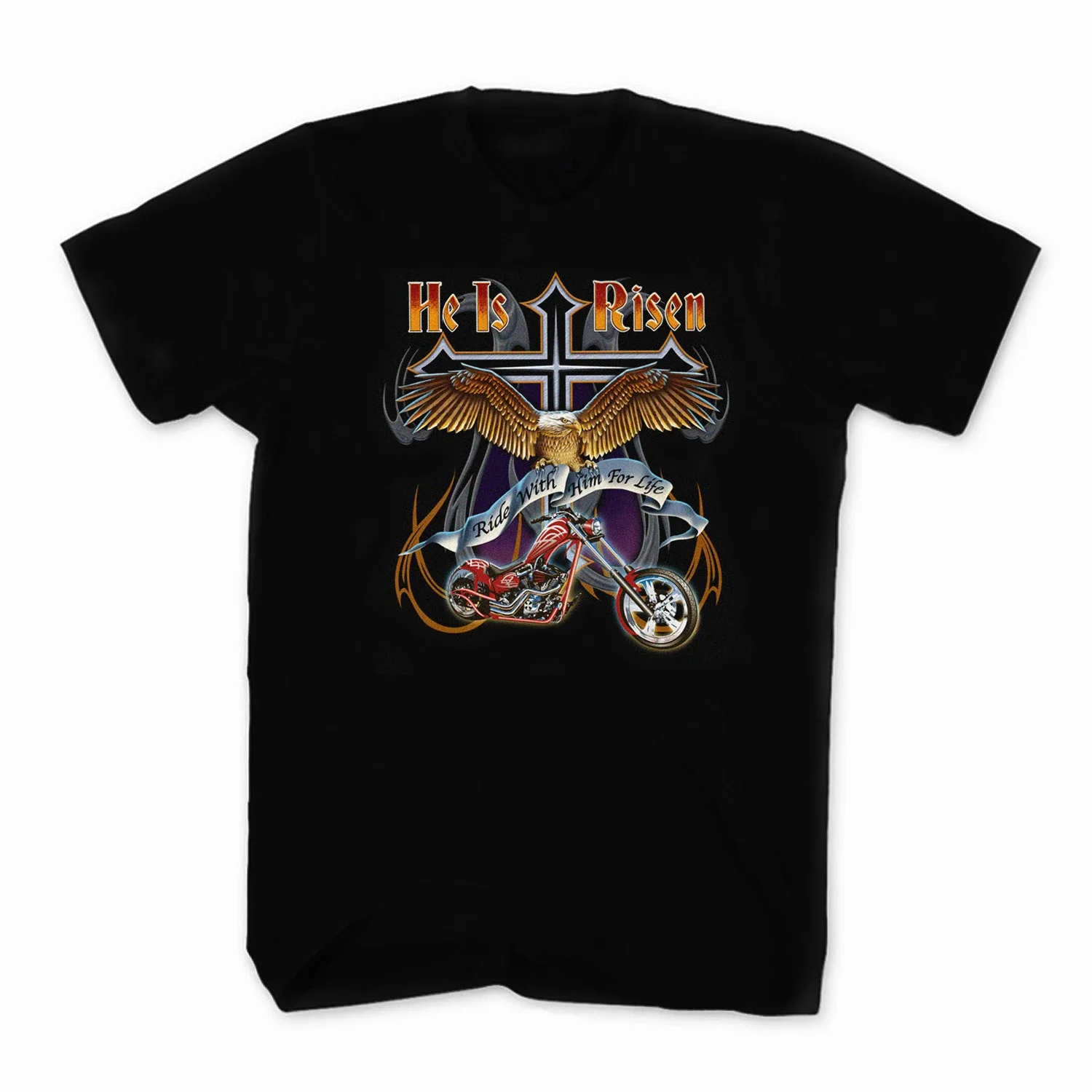 Custom Christian Biker Motorcycle Chopper Motorcyclist T Shirt. Summer Cotton O-Neck Short Sleeve Mens T-shirt New Size S-3XL