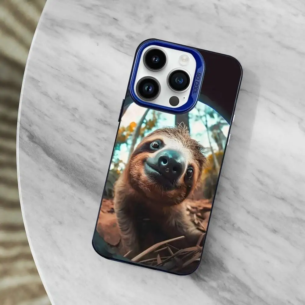 Cute Sloth Animal Phone Case For iPhone 13,12,11,Mini,XS,17,16,SE,MAX,15,14,Pro, Blue Matte Silicone Cover