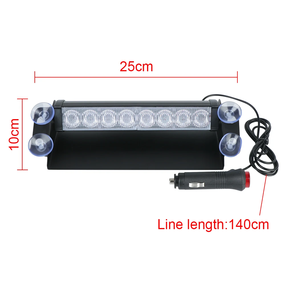 Luz estroboscópica de advertencia para salpicadero de coche y camión, intermitente de emergencia, Flash de día para correr, luces Led de policía, 3 modos intermitentes, 8 Led, 12V