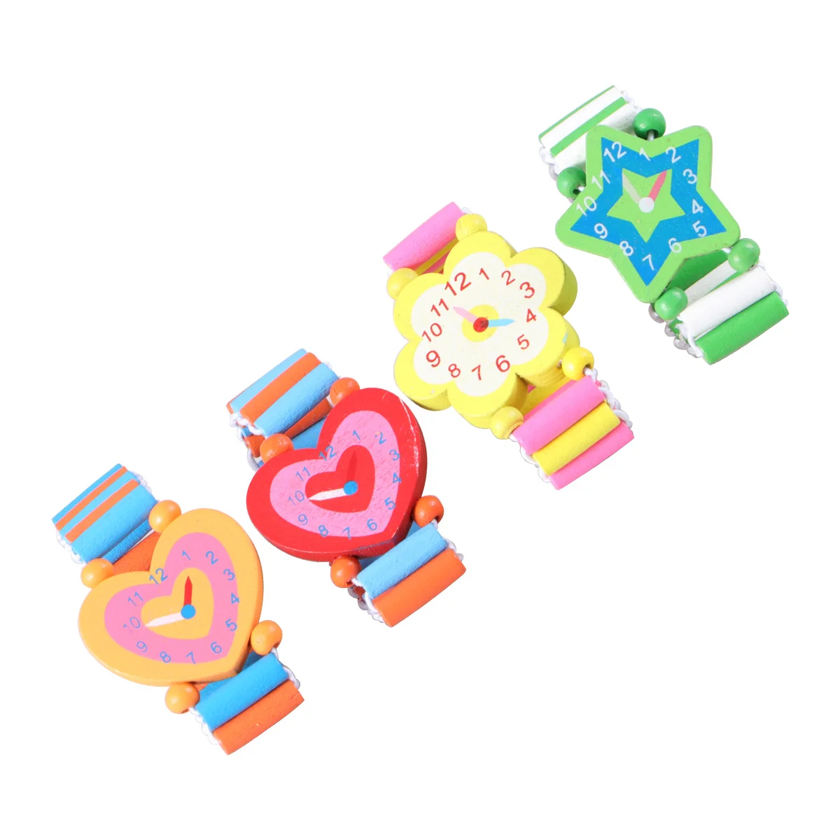 5 stuks houten kinderpolshorloge cartoon ontwerp elastische band comfortabel horloge voor verjaardagsfeestje babyshower gunsten creatief