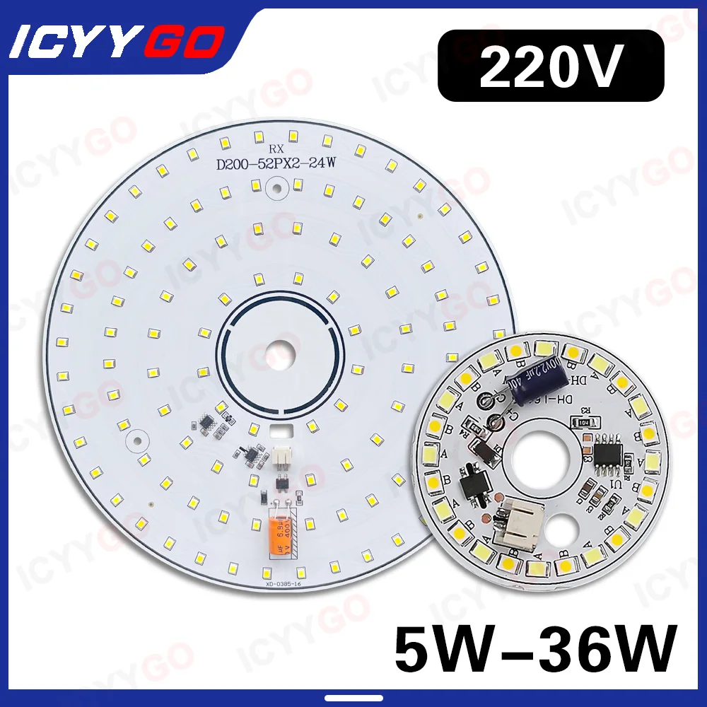 6W 9W 12W 18W 24W 36W 48W żarówka LED AC220V inteligentny układ scalony bez sterownika białe światło/ciepły kolor żarówka Chip 2835 SMD chip świetlny